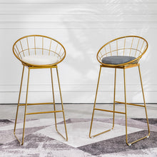 将图片加载到图库查看器，Simple High Chair Simple Wrought Iron Bar Stools Gold Stool Modern Chairs Dining Chair Nordic Leisure Bar Table Chairs
