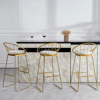Simple High Chair Simple Wrought Iron Bar Stools Gold Stool Modern Chairs Dining Chair Nordic Leisure Bar Table Chairs