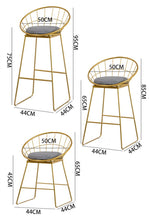 将图片加载到图库查看器，Simple High Chair Simple Wrought Iron Bar Stools Gold Stool Modern Chairs Dining Chair Nordic Leisure Bar Table Chairs
