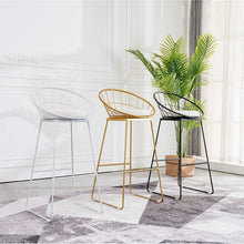 将图片加载到图库查看器，Simple High Chair Simple Wrought Iron Bar Stools Gold Stool Modern Chairs Dining Chair Nordic Leisure Bar Table Chairs
