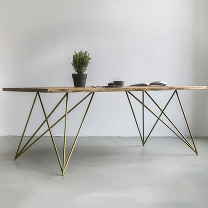 Simple Modern Home Solid Wood Dining Table Rectangular Golden Table Dining Restaurant Cafe Restaurant Dining Table