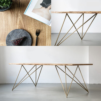 Simple Modern Home Solid Wood Dining Table Rectangular Golden Table Dining Restaurant Cafe Restaurant Dining Table