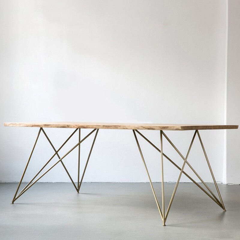Simple Modern Home Solid Wood Dining Table Rectangular Golden Table Dining Restaurant Cafe Restaurant Dining Table