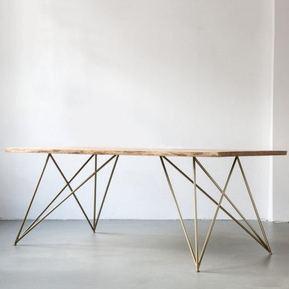 Simple Modern Home Solid Wood Dining Table Rectangular Golden Table Dining Restaurant Cafe Restaurant Dining Table
