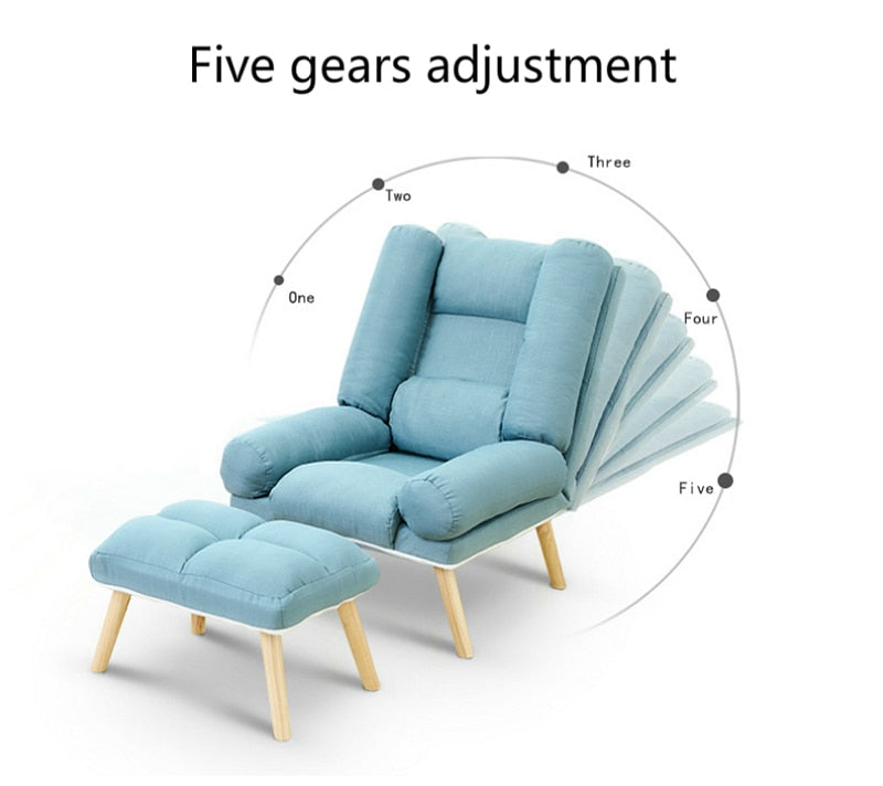 Simple Style Lazy Sofa Household Single Person Thicken Adjustable Reclining Sofa with Footrest Foldable Balcony Leisure Sofa