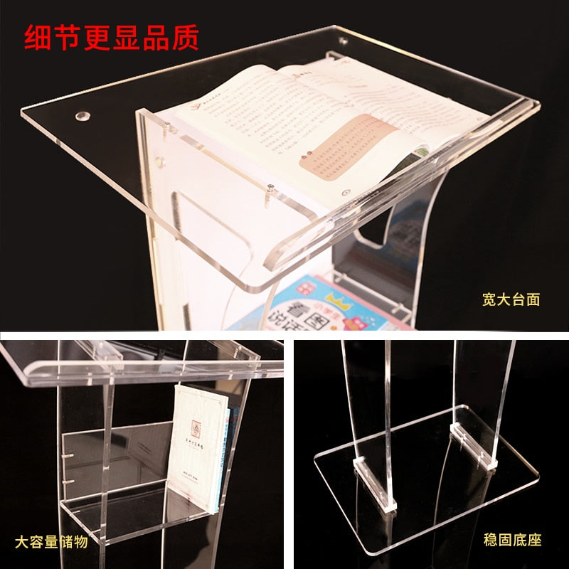 Simple Transparent Acrylic Church Podium Welcoming Platform Podium Table Consultation Reception Desk Shopping Speaking Platform