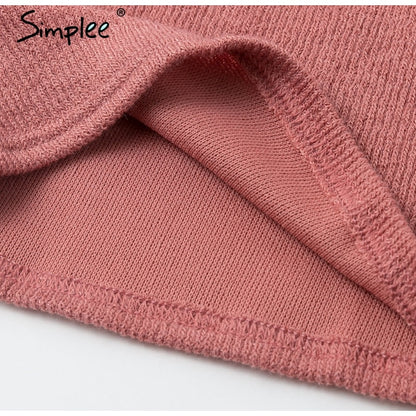 Simplee Turtleneck Lantern Sleeve Women's Dress Elegant Female Winter Sweater Ďress Casual Streetwear solid ladies midi dress 2019