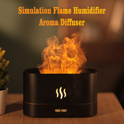 Simulation Flame Ultrasonic Humidifier USB Essential Oil Diffuser Home Office Air Freshener Soothe Sleep Flame Lamp Atomizer