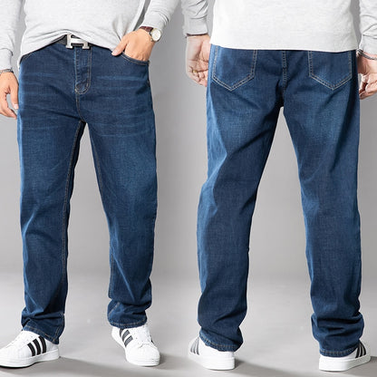 Men's Jeans 2019 Classic Stretch Wide Pants Loose Legs Straight Streetwear Plus Sizes Included