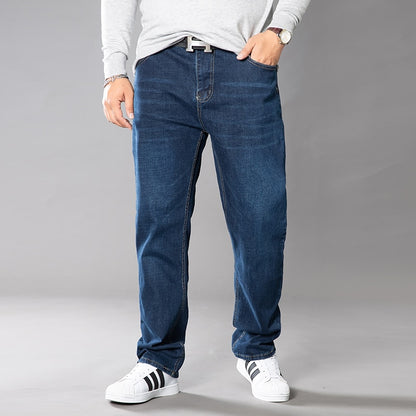 Men's Jeans 2019 Classic Stretch Wide Pants Loose Legs Straight Streetwear Plus Sizes Included