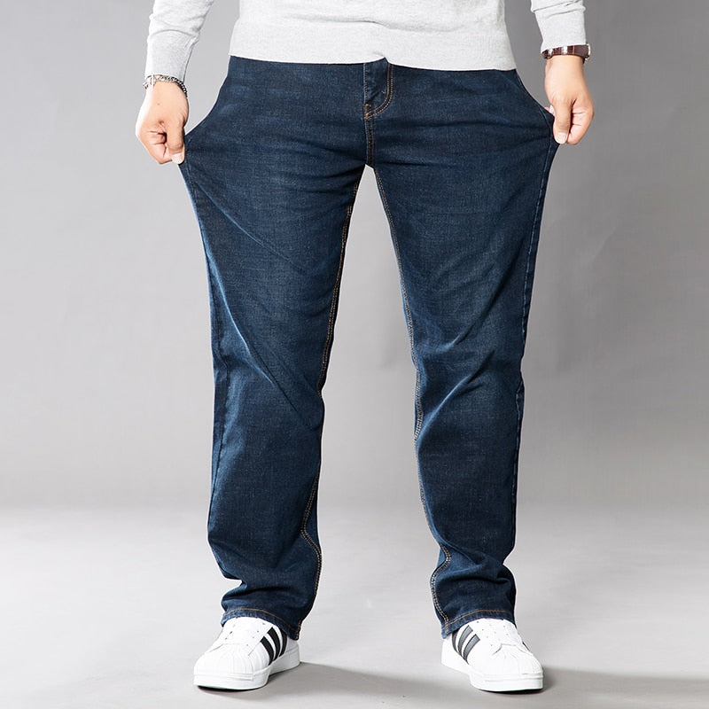 Men's Jeans 2019 Classic Stretch Wide Pants Loose Legs Straight Streetwear Plus Sizes Included