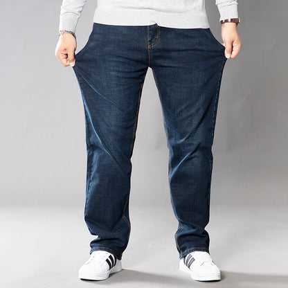 Men's Jeans 2019 Classic Stretch Wide Pants Loose Legs Straight Streetwear Plus Sizes Included