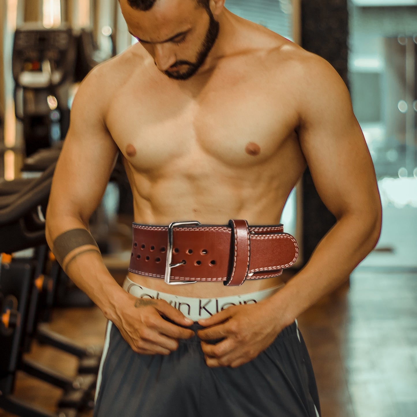 SkangDuke 10MM Buckle Leather Squats Weightlifting Belt Barbell Dumbbell Fitness Gym Weights Training Waist Support Equipment