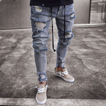 Load image into Gallery viewer, Skinny Ripped Jeans For Men Male Blue Motorcycle Jeans Denim Pants Fashion Brand Hole Biker Jeans Plus Size S-3XL
