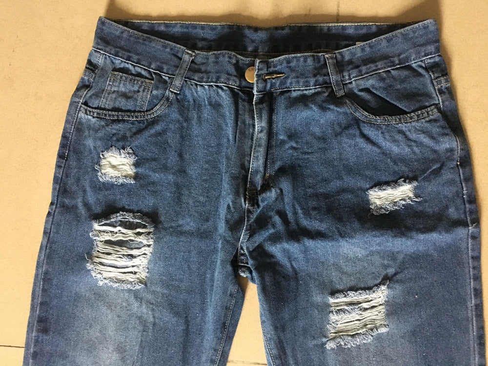 Skinny Ripped Jeans For Men Male Blue Motorcycle Jeans Denim Pants Fashion Brand Hole Biker Jeans Plus Size S-3XL
