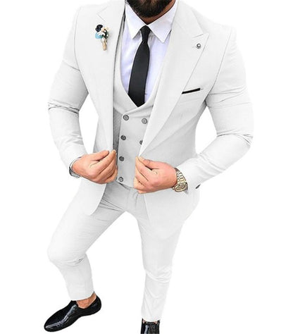 Slim Fit 3 Piece Suit Men Wedding Tuxedos Bridegroom Groomsmen Suits Men Business Party Prom Blazer (Jacket, Pants, Tie, Vest)