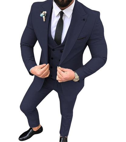 Slim Fit 3 Piece Suit Men Wedding Tuxedos Bridegroom Groomsmen Suits Men Business Party Prom Blazer (Jacket, Pants, Tie, Vest)