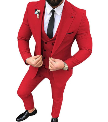 Slim Fit 3 Piece Suit Men Wedding Tuxedos Bridegroom Groomsmen Suits Men Business Party Prom Blazer (Jacket, Pants, Tie, Vest)