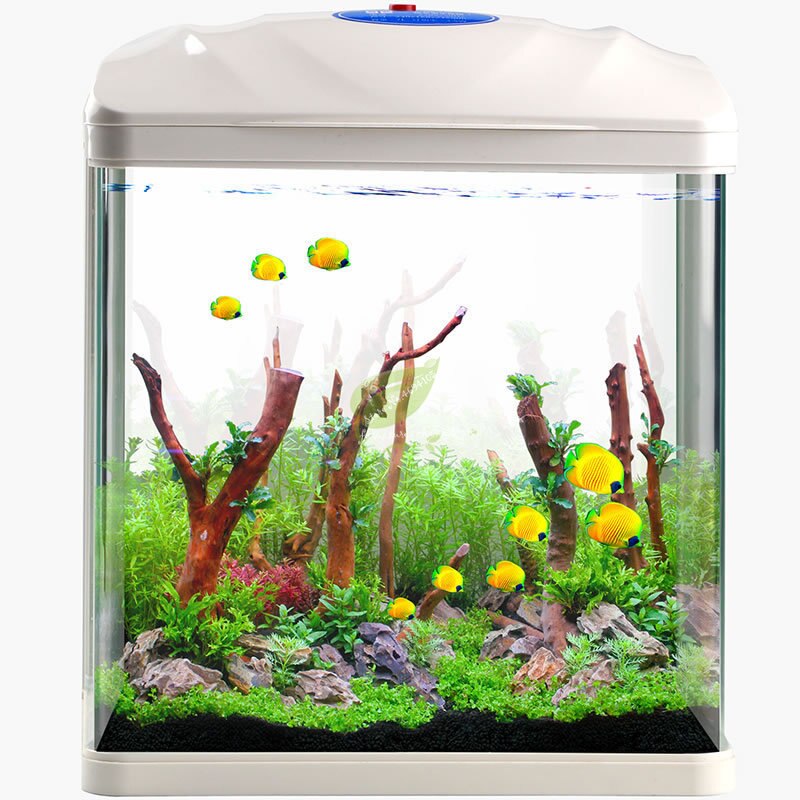 Small Glass Fish Tank Ecological Desktop aquarium Children Square Lazy Fish Tank Free Water Filter aeration