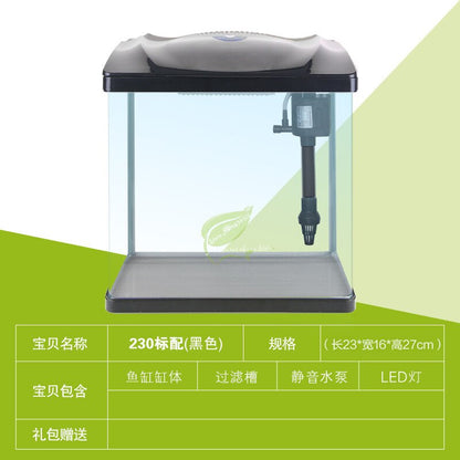 Small Glass Fish Tank Ecological Desktop aquarium Children Square Lazy Fish Tank Free Water Filter aeration