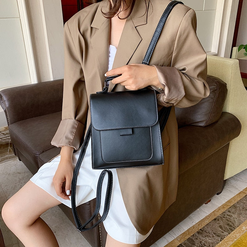 Small PU Leather Backpack Women Mini Back pack Travel Female High Quality Bookbag School Bags for Teenage Girls Mochila Feminina