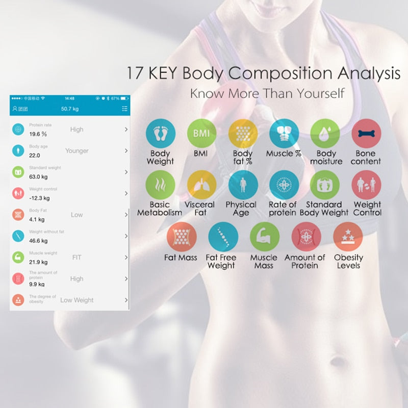 Smart Bluetooth Weight Bathroom Floor Scale Electronic Digital Balance scale Composition Analyzer Health For iOS Android APP