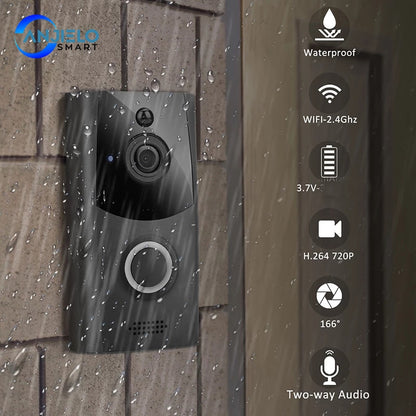 Smart Home Wireless Wifi 720P Video Doorbell with PIR Motion 2-Ways Audio Talk Night Vision Waterproof HD Security Camera