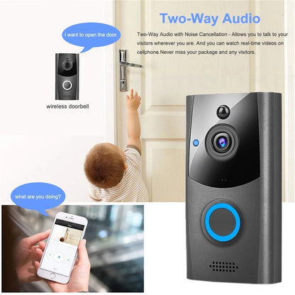 Smart Home Wireless Wifi 720P Video Doorbell with PIR Motion 2-Ways Audio Talk Night Vision Waterproof HD Security Camera