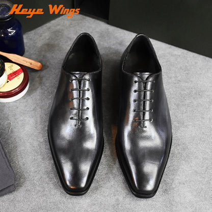 Men's Solid Colour Handmade Goodyear Welted Craft Dress Shoes