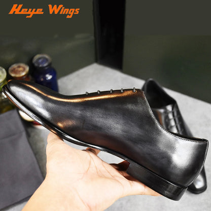 Men's Solid Colour Handmade Goodyear Welted Craft Dress Shoes