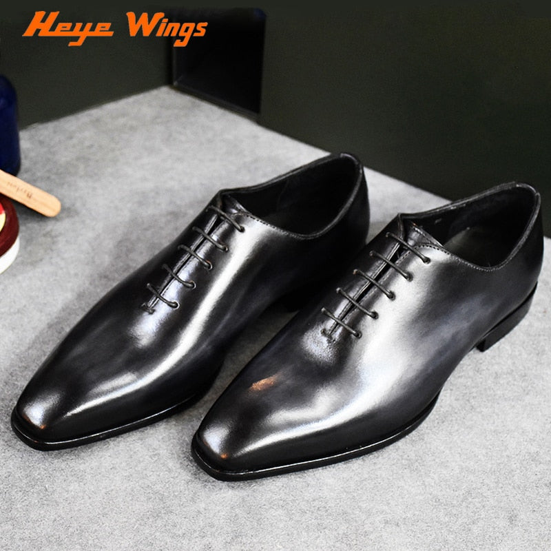 Men's Solid Colour Handmade Goodyear Welted Craft Dress Shoes