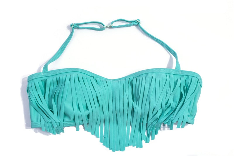 Solid Tassel Girls Bikini 2020 Children Swimwear Swimsuit Bandage Brazilian Bikinis Set Cute Kids Swimsuits Bathing Suit 104