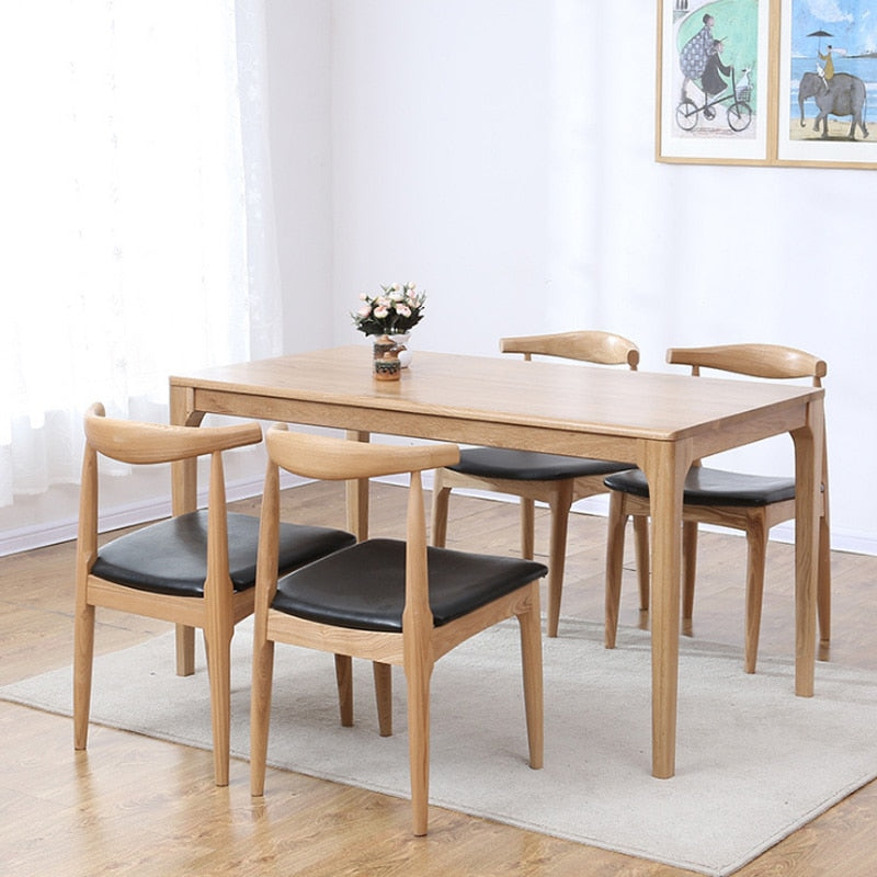 Solid Wood Dining Table White Oak Peninsula Dining Table Nordic Minimalist Oak Restaurant Cafe Dining Table