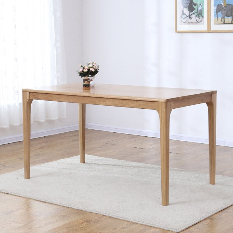 Solid Wood Dining Table White Oak Peninsula Dining Table Nordic Minimalist Oak Restaurant Cafe Dining Table