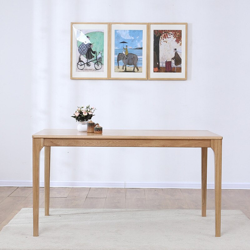 Solid Wood Dining Table White Oak Peninsula Dining Table Nordic Minimalist Oak Restaurant Cafe Dining Table