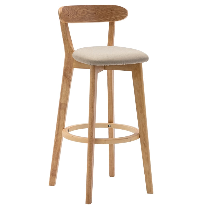 Solid wood bar stools for kitchen and high table Modern Minimalist stool chair counter stool bar table High stool back bar chair