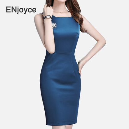 Women 's Formal Dress Suit Set White Slim Blazer and Blue Dress Two Pieces Set Elegant Office Ladies Work Wears Business Uniform