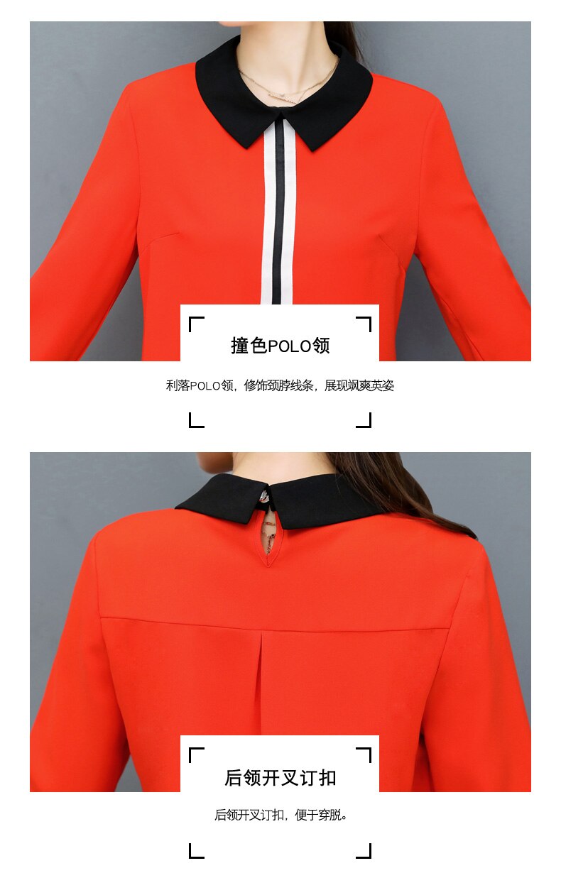 Women's Office Blouse Elegant Chiffon Shirts White or Red Slim Blouse Casual Long Sleeve Plus Size White Shirt