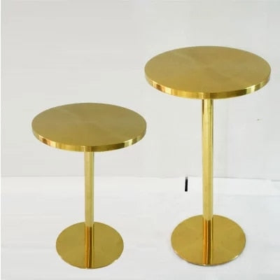 Stainless Steel Gold-Plated Titanium High Round Table Bar Small Home Simple Modern Round Table. Bar Table