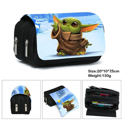 Star Wars Mandalorian Baby Yoda Action Figures toys Student Anime Stationery Box Child High-capacity Pen case Bag kids Gift toy