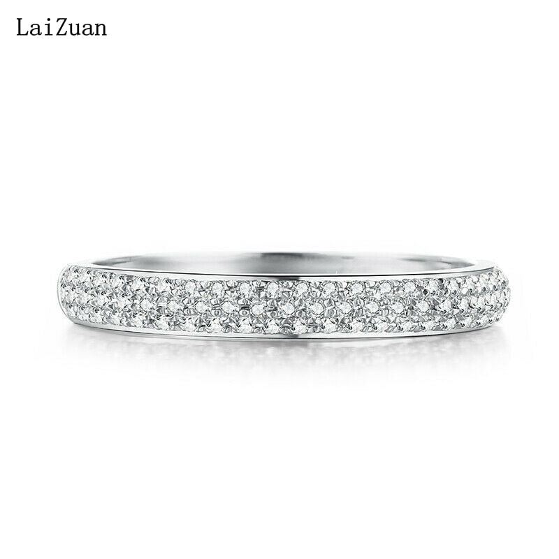 Sterling Silver Fine Jewelry Pave Setting Natural Diamond Band Generous Ring