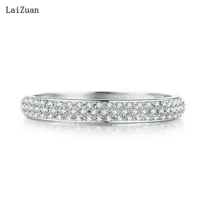 Sterling Silver Fine Jewelry Pave Setting Natural Diamond Band Generous Ring