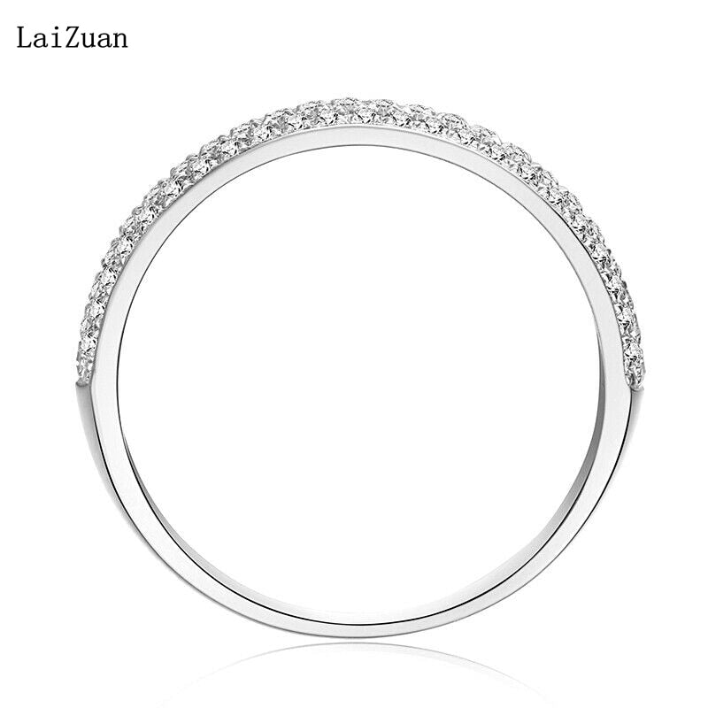 Sterling Silver Fine Jewelry Pave Setting Natural Diamond Band Generous Ring