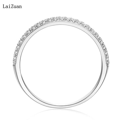 Sterling Silver Fine Jewelry Pave Setting Natural Diamond Band Generous Ring