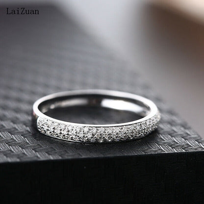 Sterling Silver Fine Jewelry Pave Setting Natural Diamond Band Generous Ring