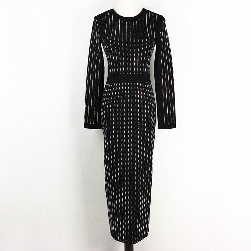 Stripes Binding Sequin Party Dress Women Long Sleeve Diamonds bodycon sexy dress Shinny skinny dresses vestidos verano 2018