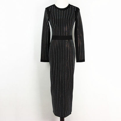 Stripes Binding Sequin Party Dress Women Long Sleeve Diamonds bodycon sexy dress Shinny skinny dresses vestidos verano 2018
