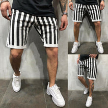 将图片加载到图库查看器，Stylish Hot Sale Men Black White Striped Plaid Loose Gym Fitness Shorts Running Sport Workout Casual Jogging Sweat Shorts M-XXL
