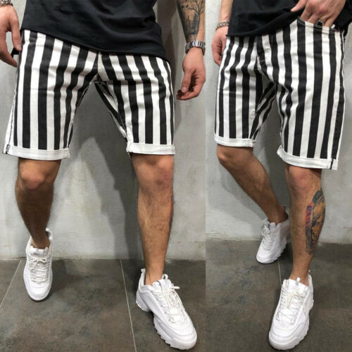 Stylish Hot Sale Men Black White Striped Plaid Loose Gym Fitness Shorts Running Sport Workout Casual Jogging Sweat Shorts M-XXL