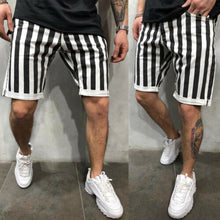 将图片加载到图库查看器，Stylish Hot Sale Men Black White Striped Plaid Loose Gym Fitness Shorts Running Sport Workout Casual Jogging Sweat Shorts M-XXL
